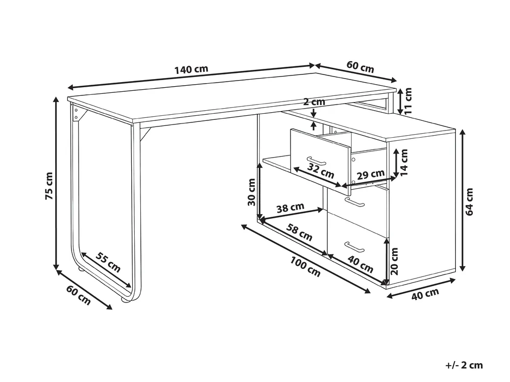 Corner Desk SOGNE 140 cm 100 cm Light Brown_1054780