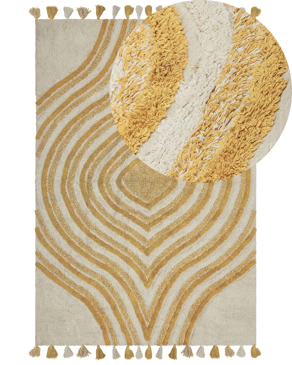 Rug BINGOL Yellow 160 x 230 cm Cotton