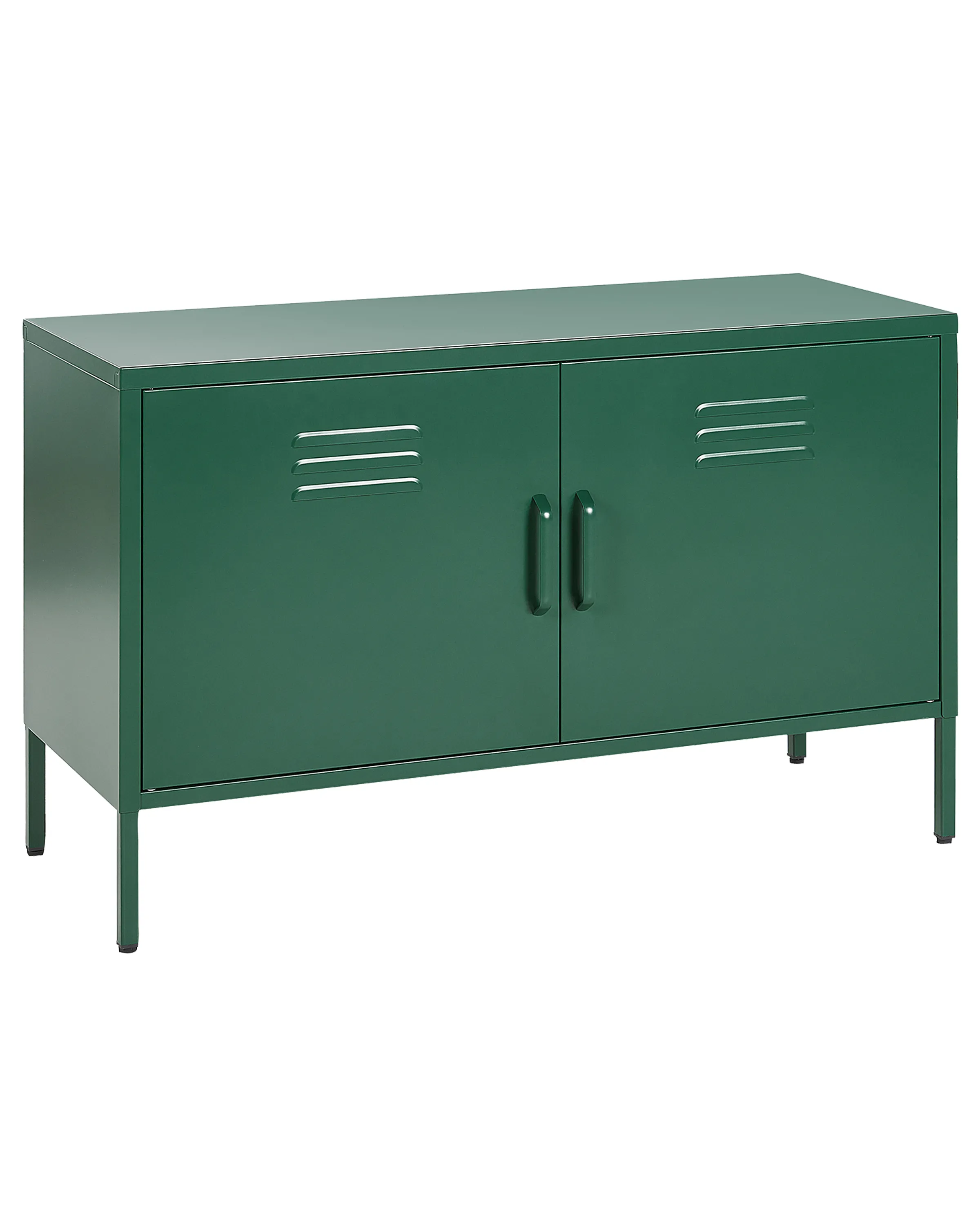Commode Design En Acier Et Verre Ondulé En.casa - Buffet De Salon 84x64x35cm, Vert Sapin | Avec 2 Portes Et étagère Intérieure - 5
