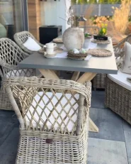 Lot de 2 fauteuils de jardin avec coussins MAROS Rotin Naturel_1171979