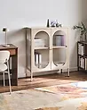 Szafka ze szklanymi drzwiami SARRE 90 cm Metal Beżowy