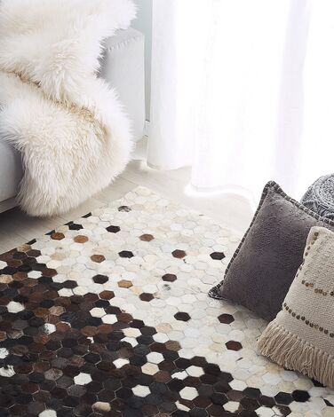 Cowhide Area Rug 140 x 200 cm Brown with Beige EYIM