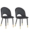 Set of 2 Dining Chairs MAGALIA Velvet Black