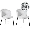 Set of 2 Dining Chairs ZANA Fabric White/ Blue