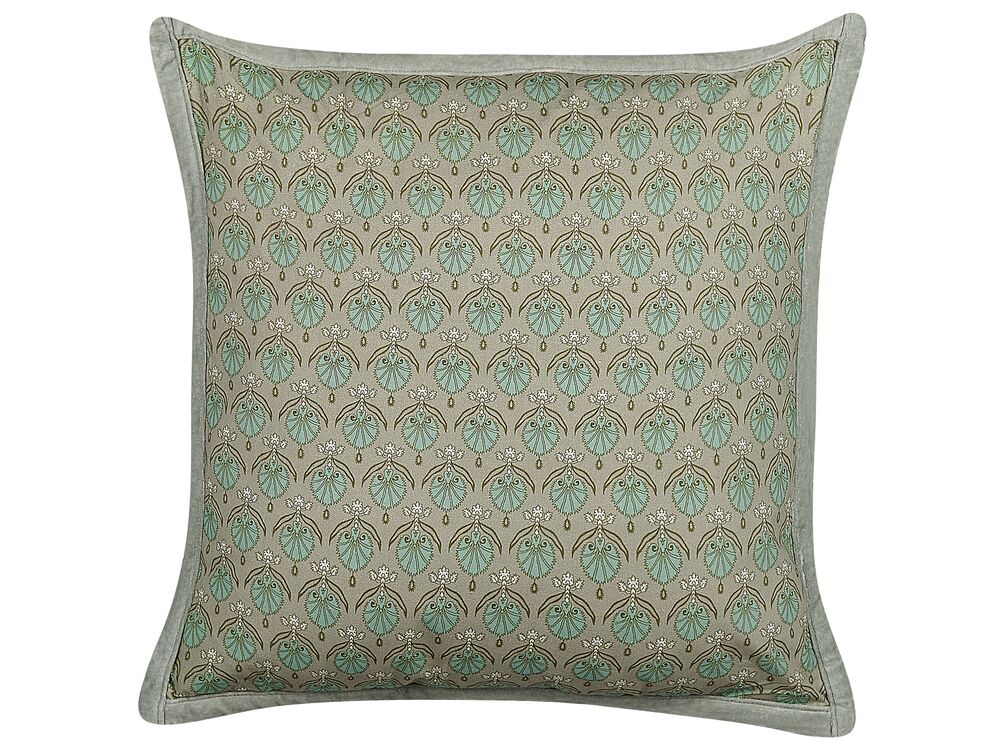 Cuscino decorativo PICTUS 45 x 45 cm Velluto Verde Trama di piante