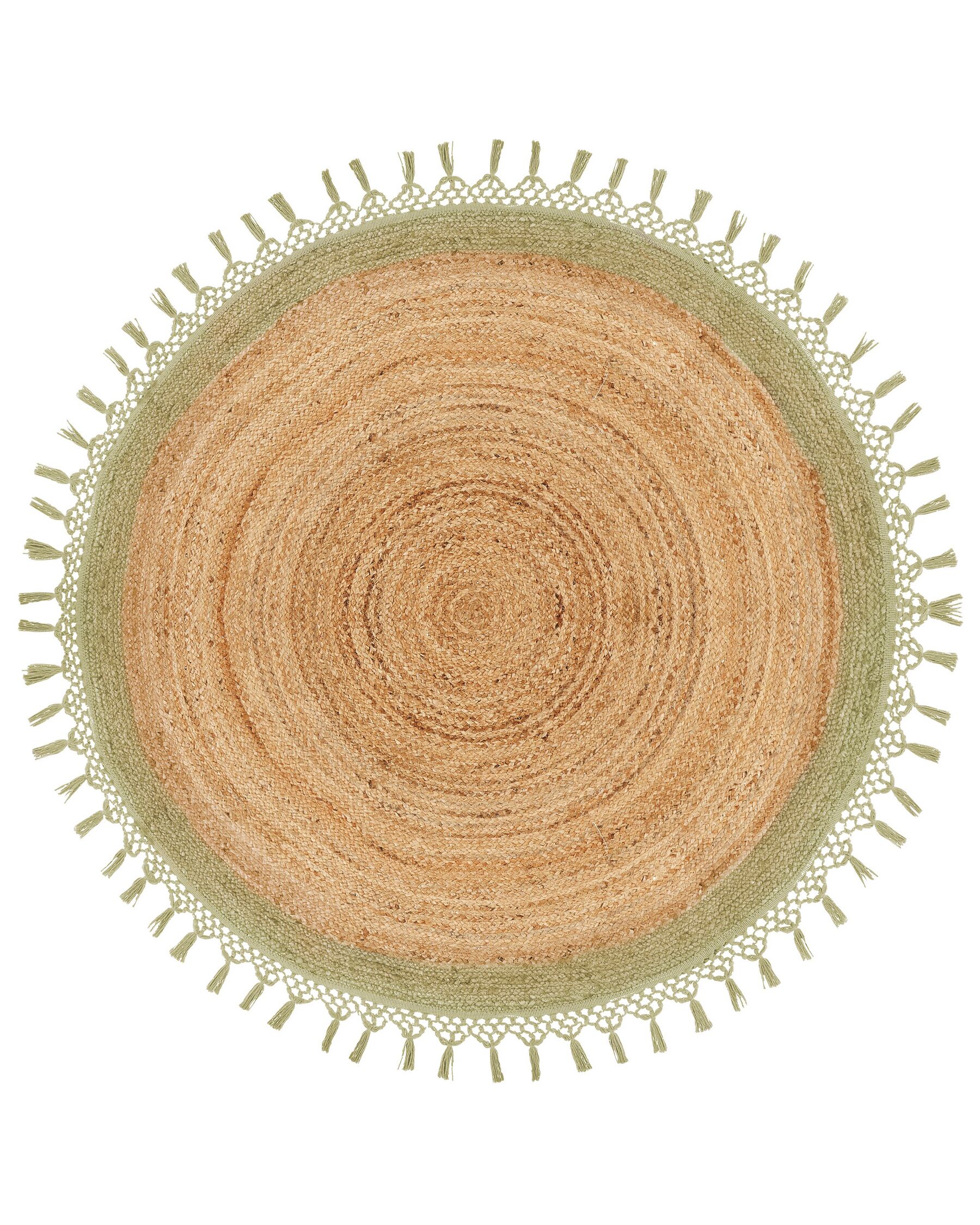 Round Jute Area Rug ⌀ 140 cm Beige and Green MARTS_869926