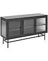 Glass Display Sideboard DEVON 115 cm Metal Black