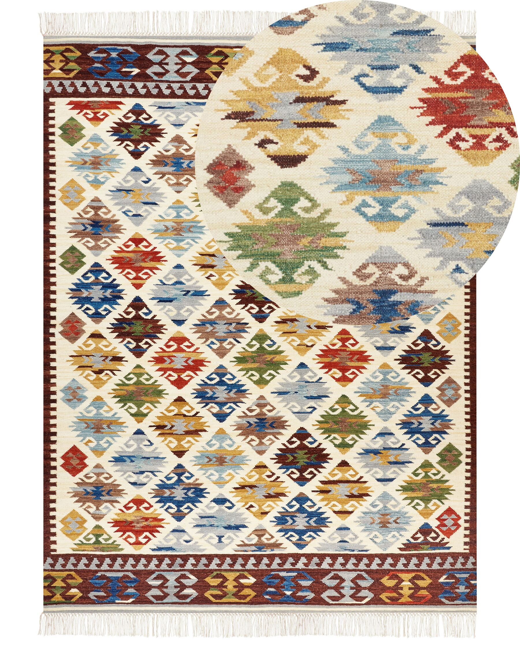 Kelim Teppich Wolle mehrfarbig 160 x 230 cm orientalisches Muster Kurzflor AKNALICH_859258