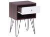Mesa de cabeceira com 1 gaveta em madeira escura e branco ARVIN_754330