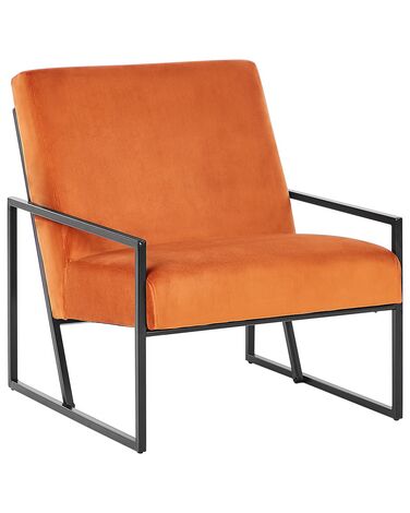 Fauteuil en velours orange DELARY