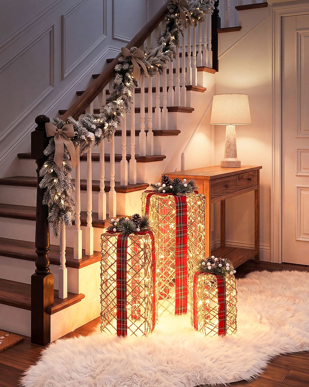 Set of 3 Christmas Decorations LED KAUSALA 65/55/45 cm Christmas Gifts Brown