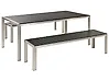 Garden Dining Set with Benches 6 Seater NARDO Black/ Silver