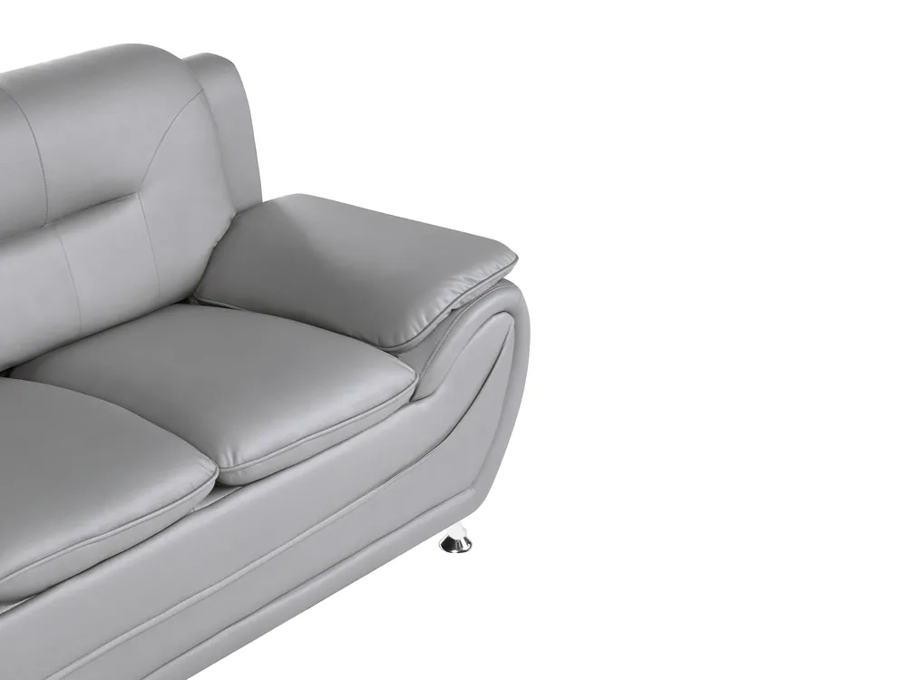 Sofa 3 Seater LEIRA Faux Leather Grey_1058658