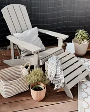 Garden Chair ADIRONDACK with Footstool Light Grey_933063
