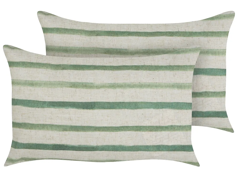 Set of 2 Decorative Cushions KAFRA 30 x 50 cm Green Striped