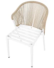 Set of 2 Garden Chairs with Cushions PARANEA Metal Beige_1179582