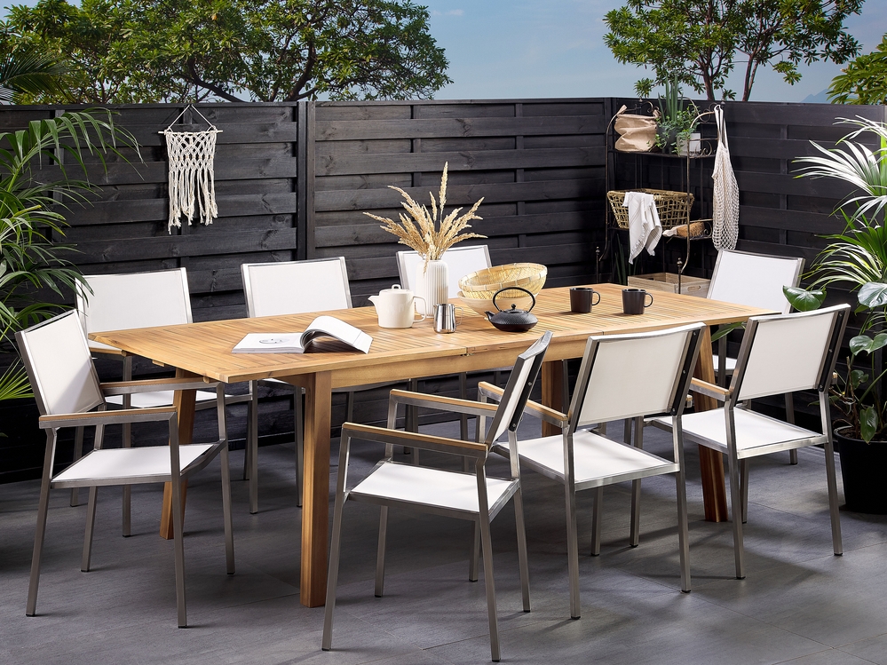 Extendable wooden garden table sale