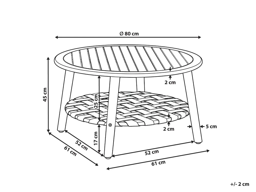 Garden Coffee Table MILZANO 80 cm 80 cm Acacia Wood Brown_1182871