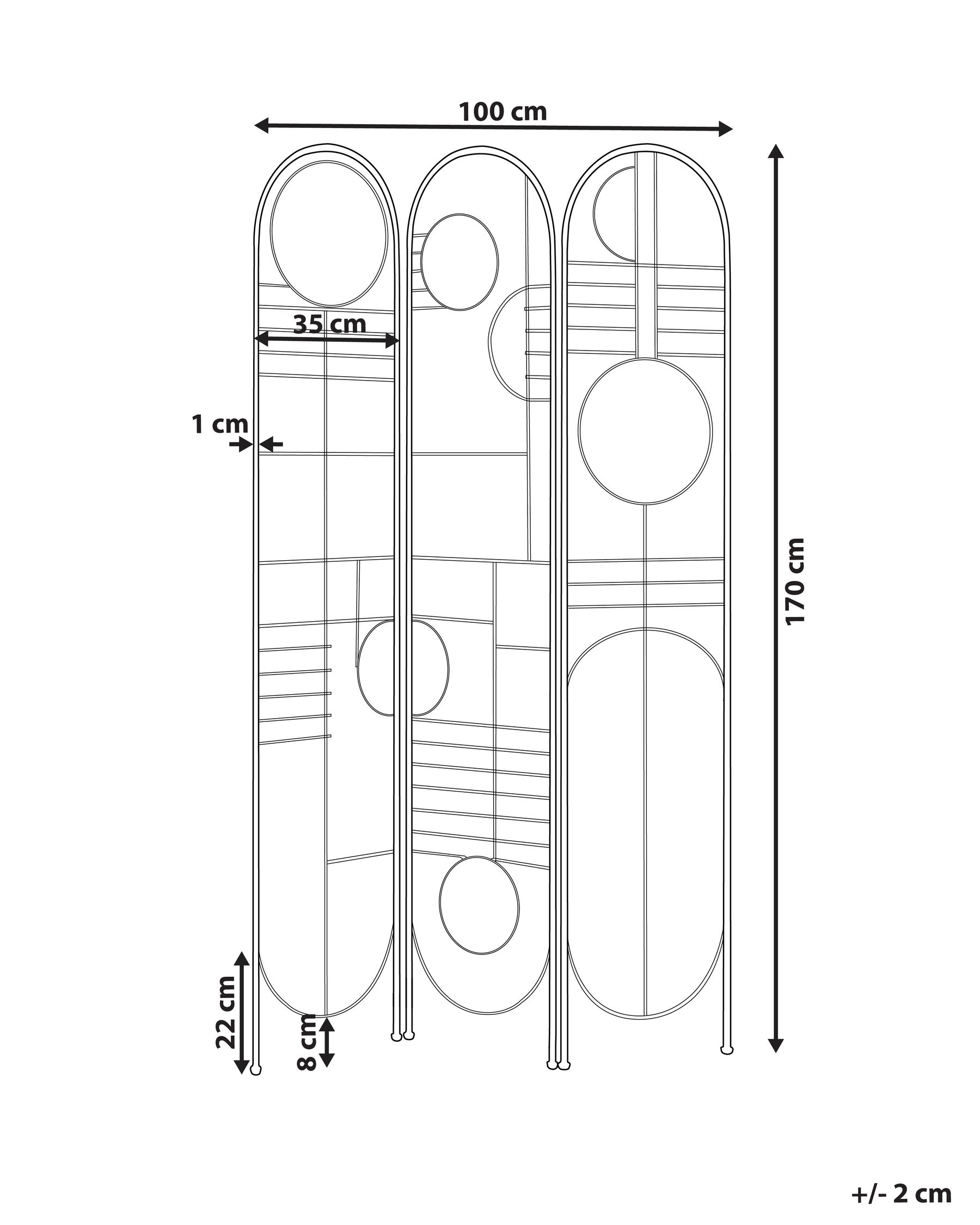 3-panelowy parawan pokojowy TURANIA 100 cm 170 cm Złoty_936208