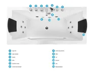 Bañera de hidromasaje LED esquinera HAWES II 180 x 80 cm Blanco_808733