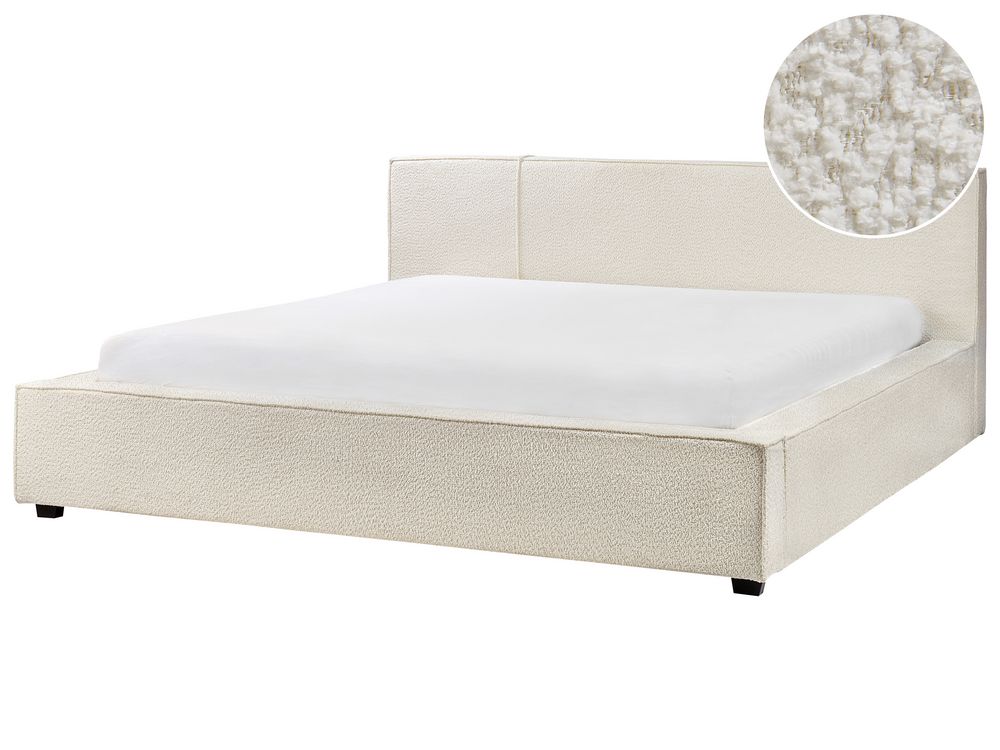 Letto Bouclé MIRANDE 180 x 200 cm Bianco sporco
