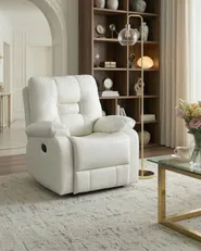 Manual Recliner Living Room Set 4 Seater BERGEN Faux Leather White_1064737