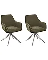Set of 2 Dining Chairs JODAR Fabric Dark Green
