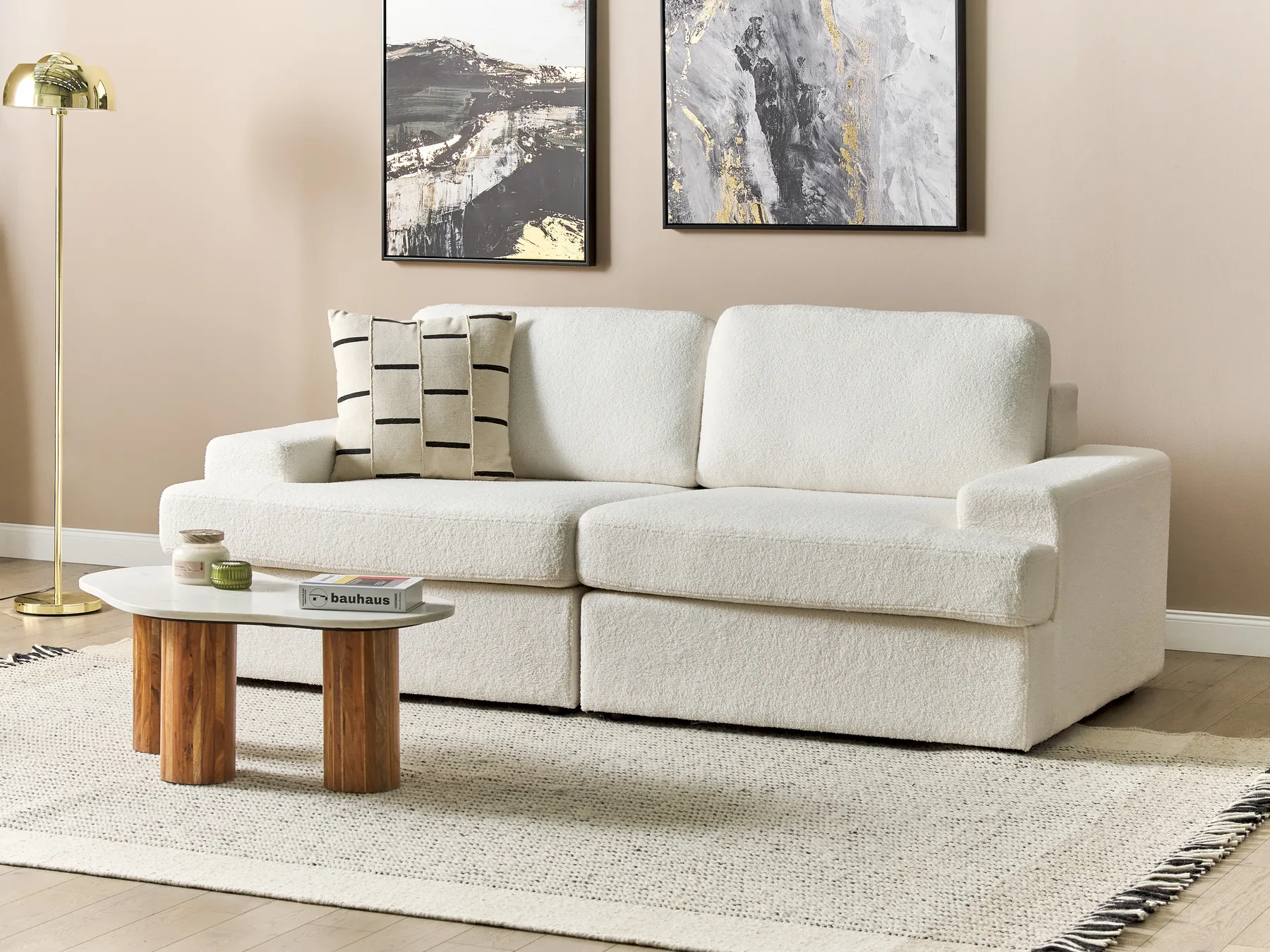 Sofa 3 Seater ALLA Boucle Off-White_893982