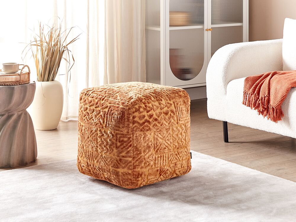 Pouf SANAWAN Soie artificielle Marron doré
