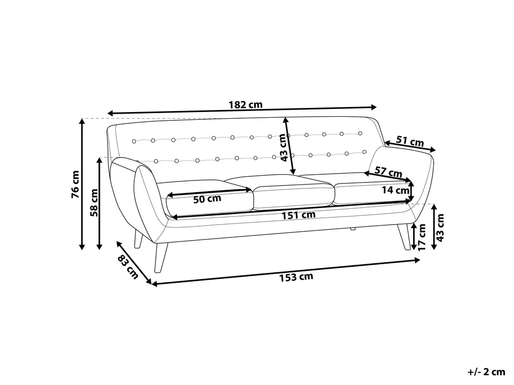 Sofa 3 Seater MOTALA Fabric Light Beige_929509