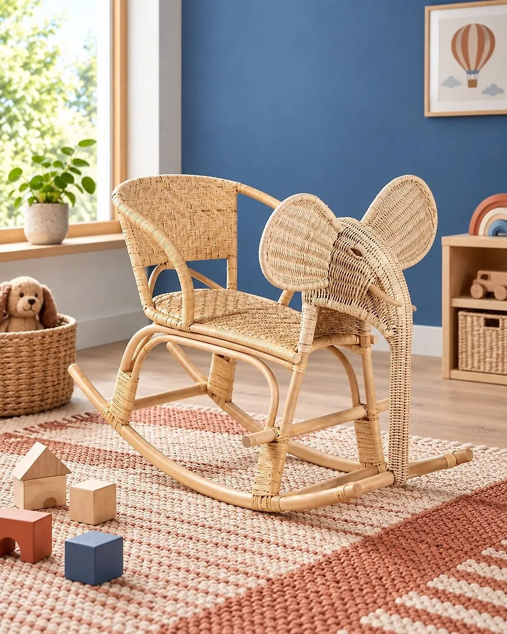 Kids Rocking Chair Elephant AMPOLLINO Rattan Natural_1179137