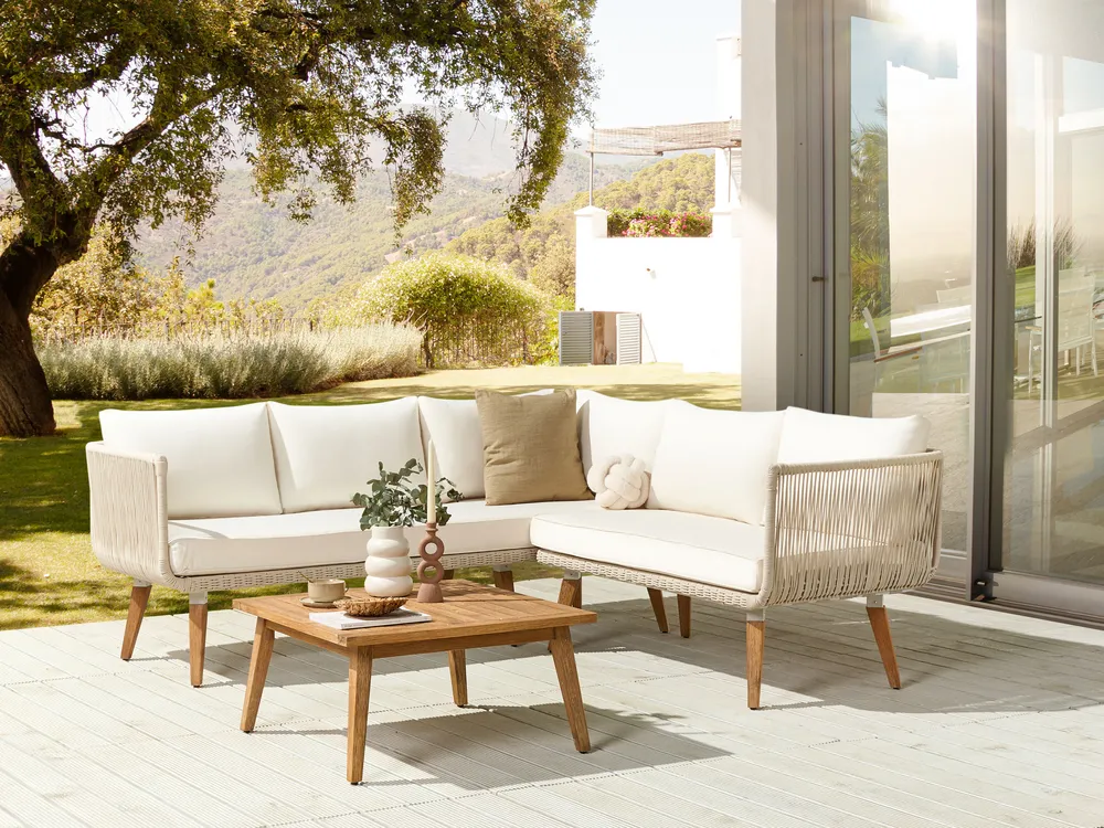 Garden Corner Sofa with Table Seater ALCAMO Left Hand Acacia