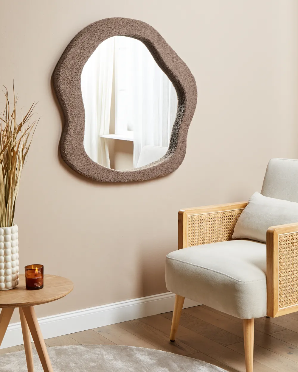 Lustro ścienne BLISMES 79 cm 80 cm Boucle Brązowy