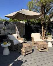 Garden Armchair with Cushions RIBOLLA with Footstool Rattan Natural_933415