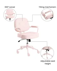 Desk Chair PARAMUS Faux Leather Pastel Pink_1072417