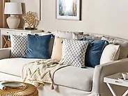 Cuscino decorativo CORNUS 45 x 45 cm Cotone Blu Trama floreale_1178472