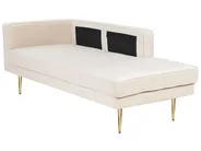 Left-Hand Chaise Longue MIRAMAS Velvet Beige_848629