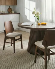 Set of 2 Dining Chairs ABEE Brown/ Light Beige_1055086