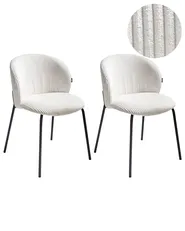 Set of 2 Dining Chairs MILES Corduroy Off-White_963399