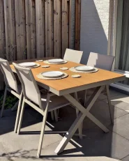Set da pranzo da giardino 4 posti TIANO Metallo Grigio_1171402