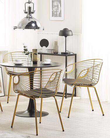 Set of 2 Metal Dining Chairs Gold HOBACK