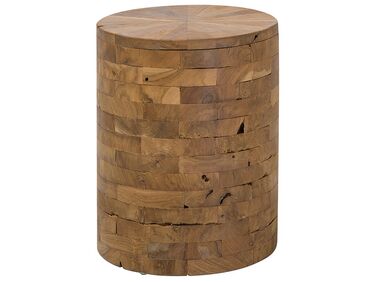 Mesa auxiliar de madera de teca clara ⌀ 35 cm BRANT