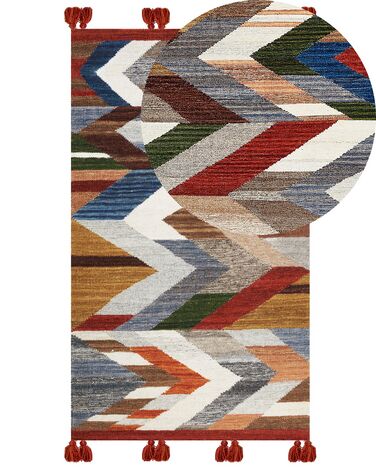 Tapis Kilim en laine 80 x 150 cm multicolore KANAKERAVAN