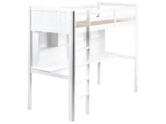 High Sleeper Bed with Desk Pine Wood FOUCAMONT 90 x 200 cm (EU Single) White_964275