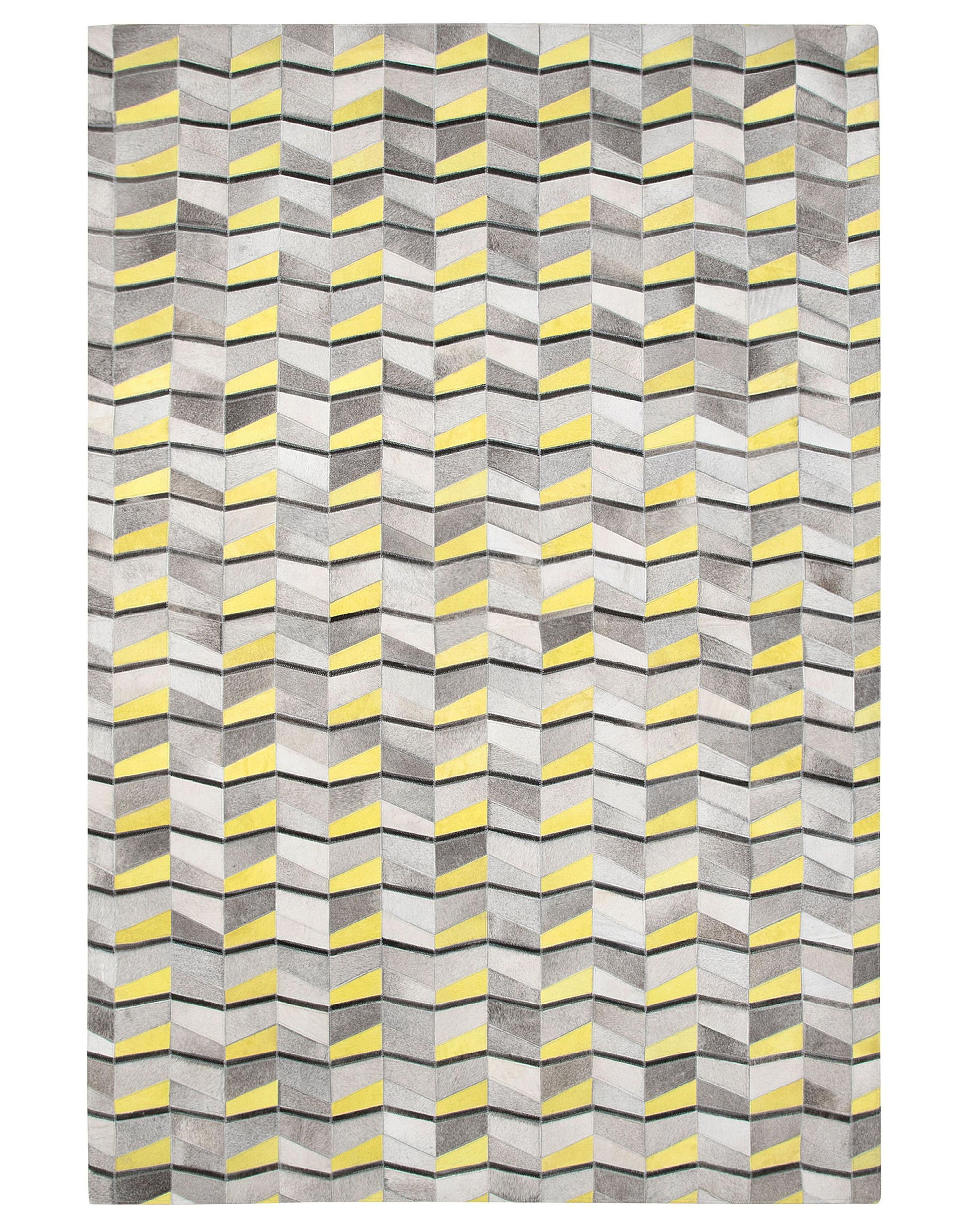 Cowhide Area Rug 160 x 230 cm Grey with Yellow BELOREN_743490