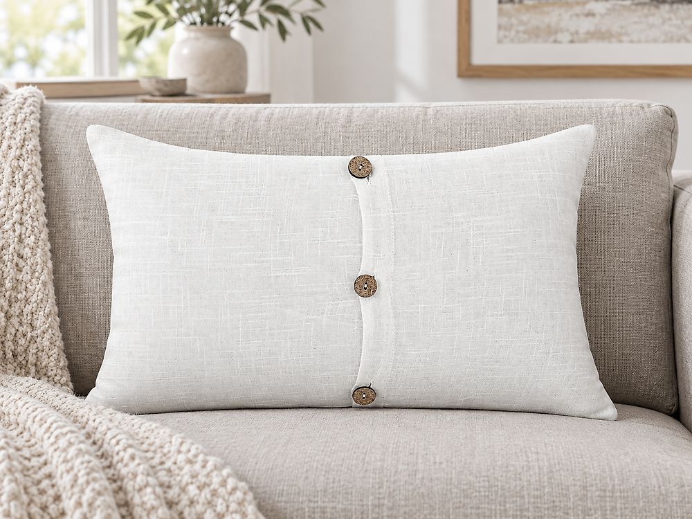 Set of 2 Decorative Cushions BANORI 30 x 50 cm Linen White Solid
