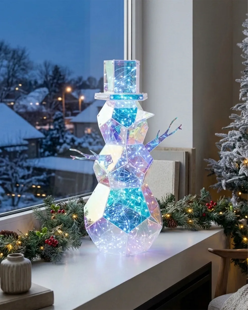 Decorazione natalizia LED ARCTICA 43 cm Pupazzo di neve Multicolore