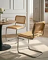 Set of 2 Dining Chairs CORDOVA Rattan Light Brown
