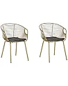 Set of 2 Dining Chairs HOBACK Metal Gold