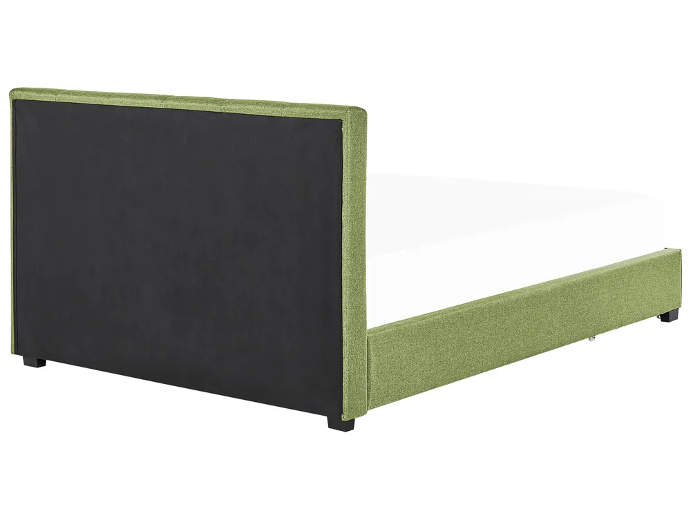 Bed with Storage Drawers LA ROCHELLE Fabric Green 180 x 200 cm (EU Super King)_832986